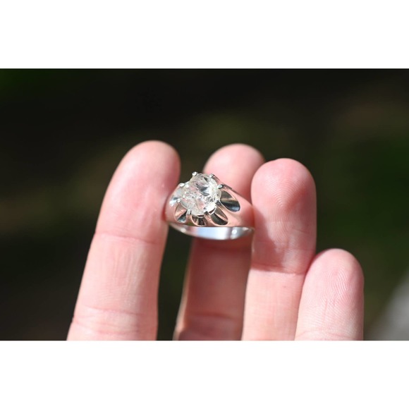 Mens engagement ring, raw stone rings for men, round solitaire, size 9 1… - Picture 4 of 4